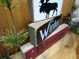Winter Blessings, Wood Stacking Signs