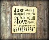 Just When I Thought I Was Too Old To Fall In Love Again I Became A Grandparent, Wooden Sign