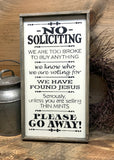 Rustic Framed Sign, No Soliciting