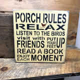 Porch Rules Wooden Sign, Front Porch Decor