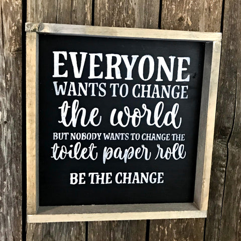 bathroom decor, toilet paper quote