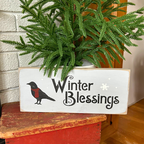 Winter Blessings Wooden Sign for The Rustic Home