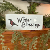 Winter Blessings Wooden Sign for The Rustic Home