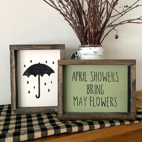 Set Of Spring Signs, April Showers Bring May Flowers