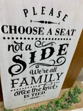 Wedding Sign, Please Choose A Seat Not A Side, Rustic Wedding Welcome Sign