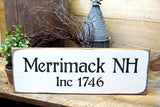 Merrimack NH  Inc 1746, Wooden Town Sign