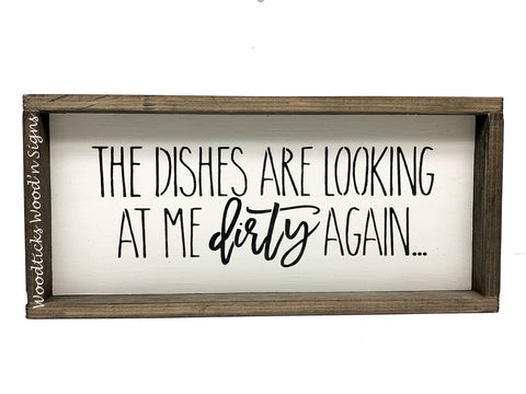 Funny Kitchen Quote The Dishes Are Looking At Me Dirty Again Metal Tin Sign  Wall Decor Rustic Kitchen Signs With Sayings For Home Kitchen Decor Gifts