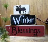 Winter Blessings, Wood Stacking Signs