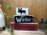 Winter Blessings, Wood Stacking Signs