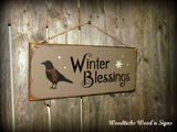 Winter Blessings Wooden Sign