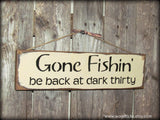 Gone Fishin Wooden Sign by