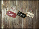 Live, Love, Laugh, Set of 3 Hanging Little Signs