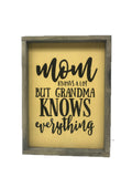 Mom knows a lot but Grandma knows everything, Grandparent sign
