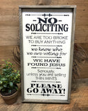 Rustic Framed Sign, No Soliciting